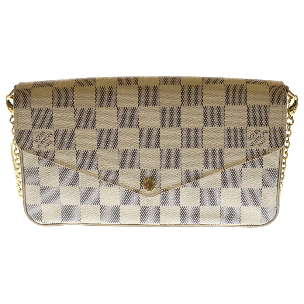 LOUIS VUITTON(ルイヴィトン) ダミエ・アズール ポシェット・フェリシー チェーンウォレット ショルダーウォレット ショルダーバッグ アイボリー ゴールド金具 PVC N63106