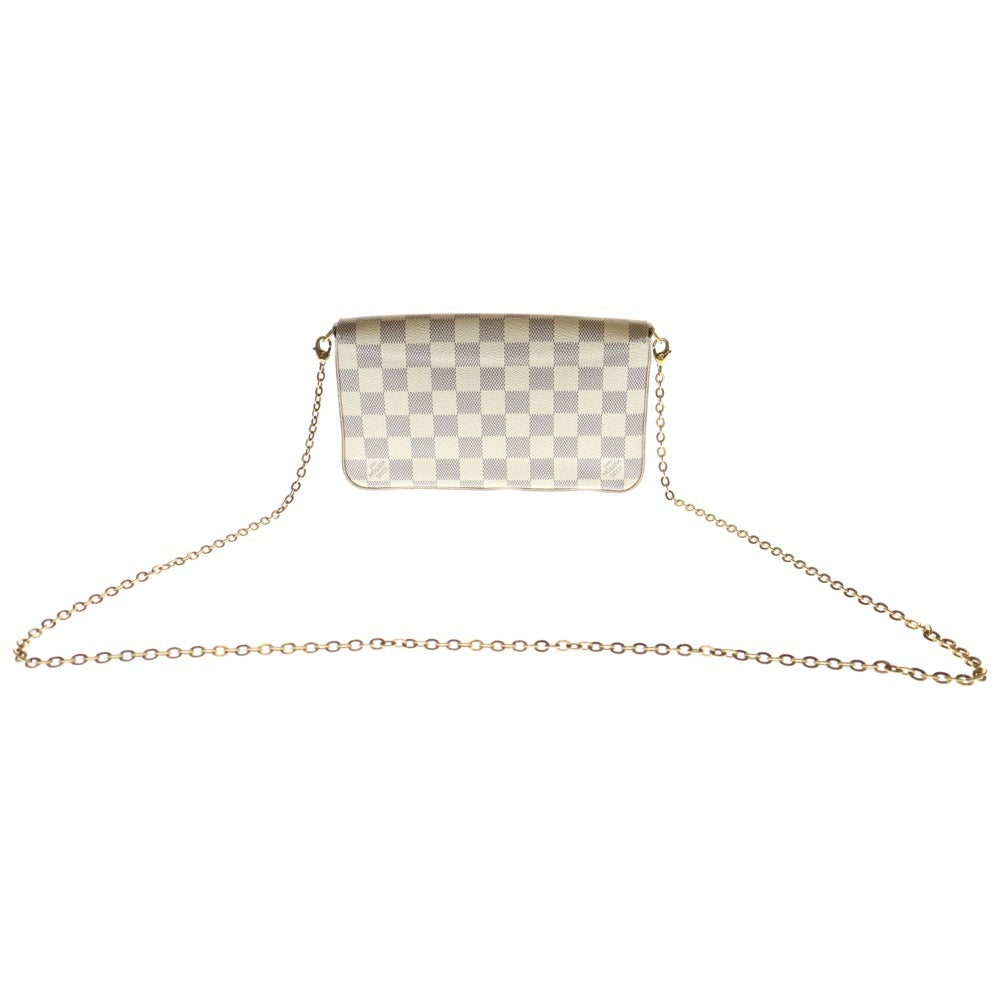 LOUIS VUITTON(ルイヴィトン) ダミエ・アズール ポシェット・フェリシー チェーンウォレット ショルダーウォレット ショルダーバッグ アイボリー ゴールド金具 PVC N63106