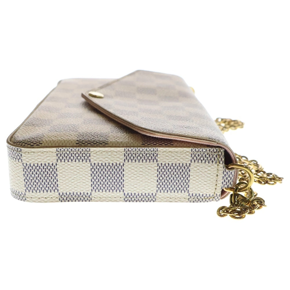 LOUIS VUITTON(ルイヴィトン) ダミエ・アズール ポシェット・フェリシー チェーンウォレット ショルダーウォレット ショルダーバッグ アイボリー ゴールド金具 PVC N63106