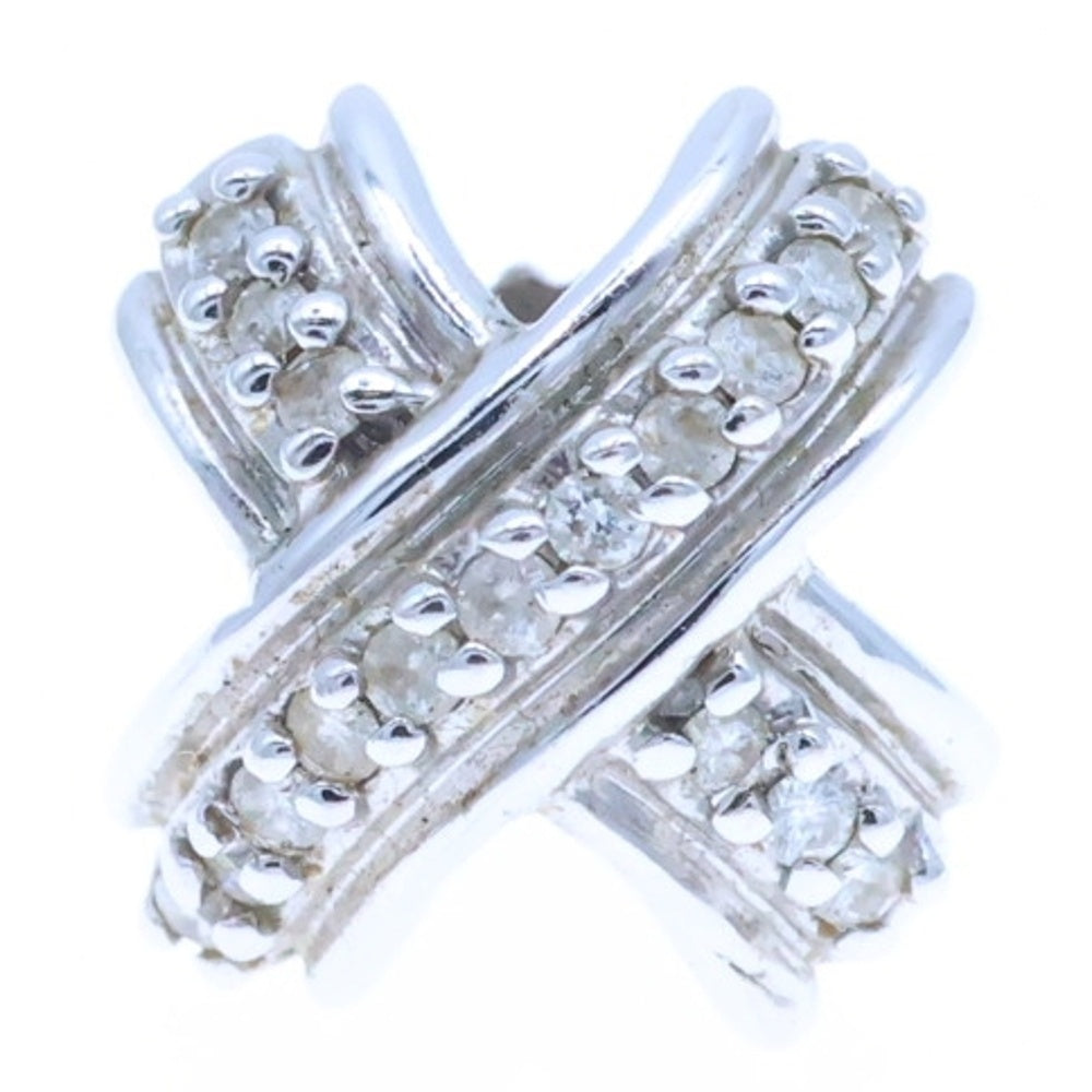 TIFFANY&Co(ティファニー) シグネチャークロス ダイヤ付 ピアス イヤリング K18WG レディース