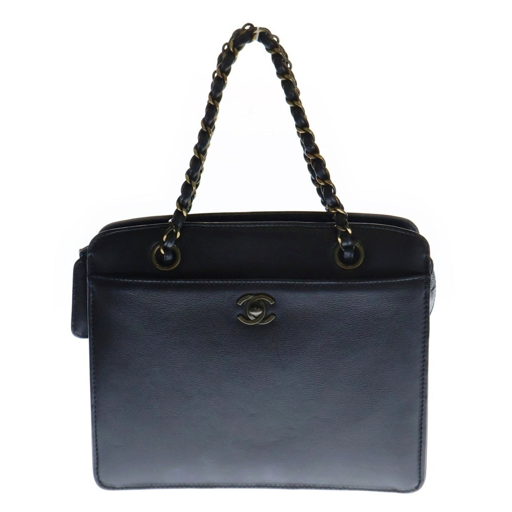 CHANEL(シャネル) ココマーク ラムスキン チェーンハンドバック ブラック ゴールド金具