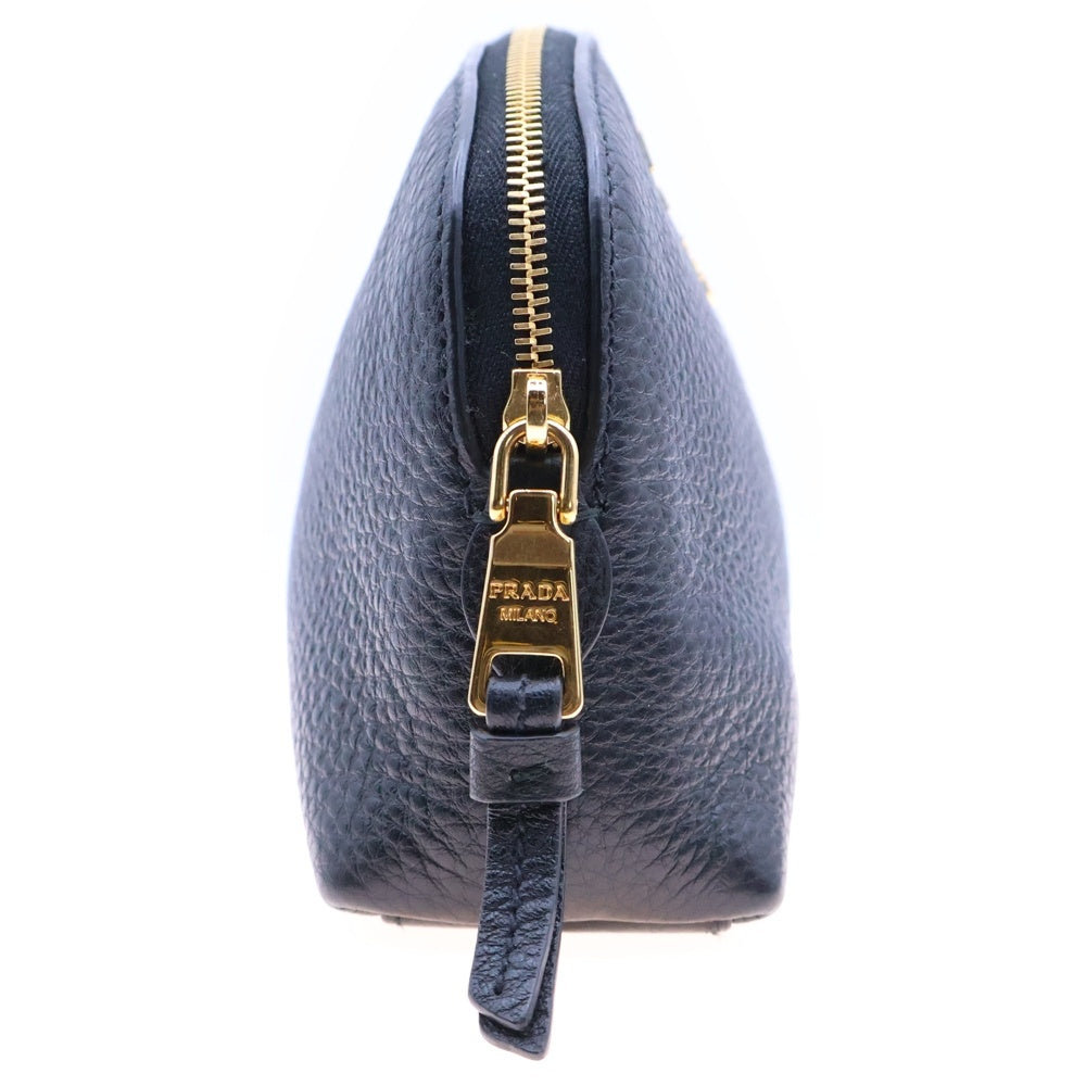 PRADA(プラダ) サフィアーノ ポーチ ケース 収納 ブラック ゴールド金具 レザー 1ND005