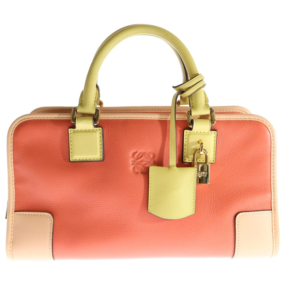 LOEWE(ロエベ) アマソナバック28 ハンドバッグ オレンジ×イエロー ゴールド金具 レザー