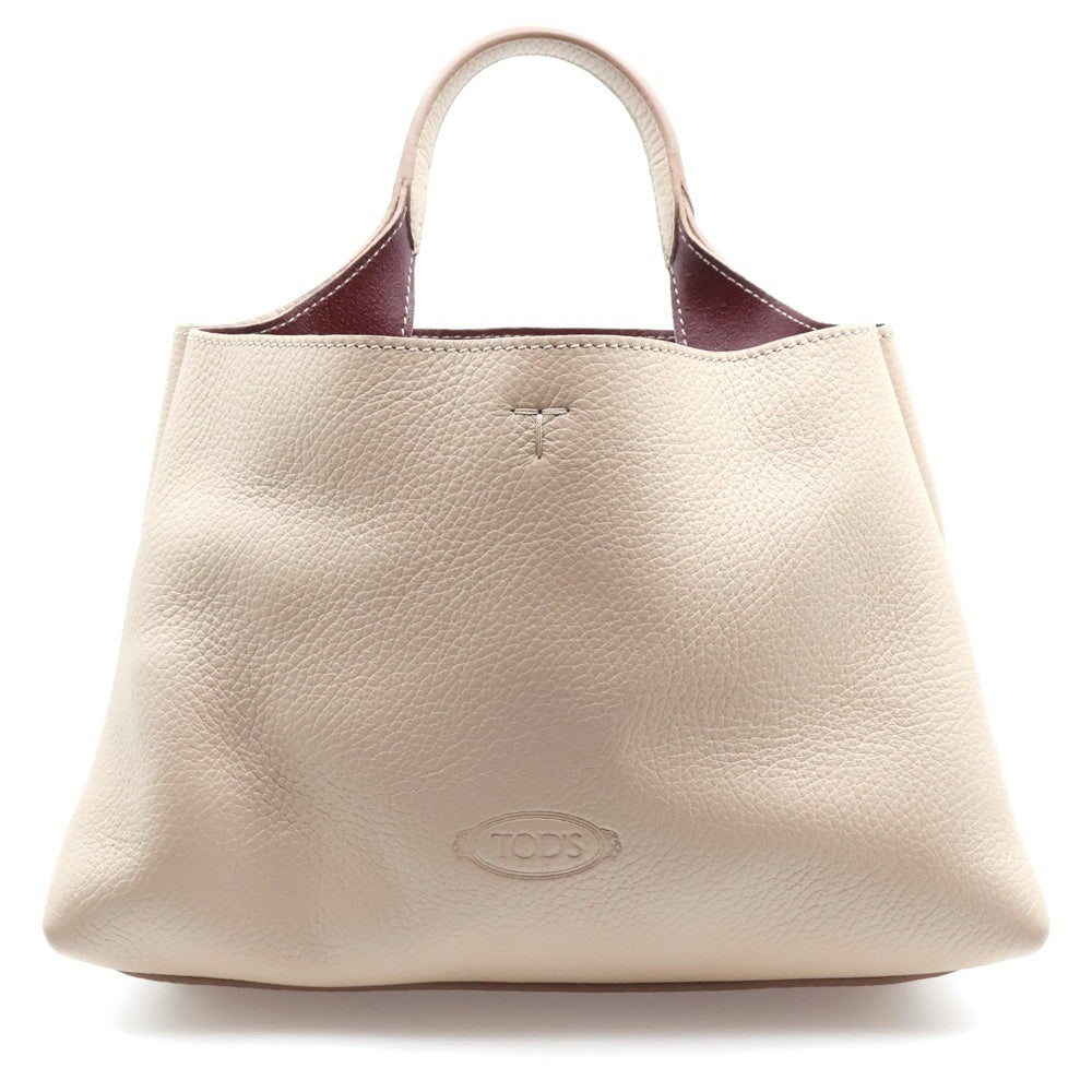TOD'S(トッズ) T-timeless Tタイムレス レザーハンドバッグ ベージュ×レッド