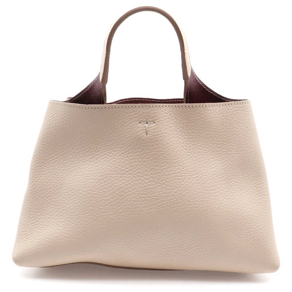 TOD'S(トッズ) T-timeless Tタイムレス レザーハンドバッグ ベージュ×レッド