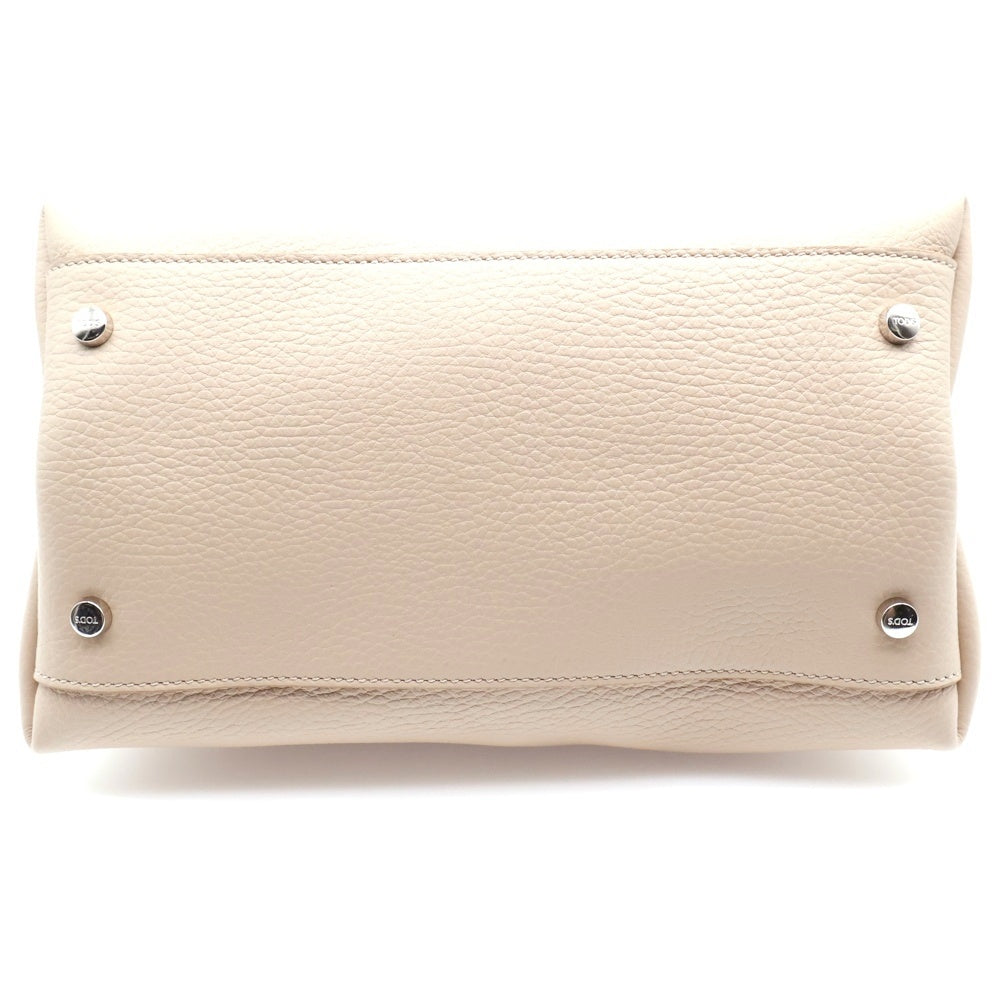 TOD'S(トッズ) T-timeless Tタイムレス レザーハンドバッグ ベージュ×レッド