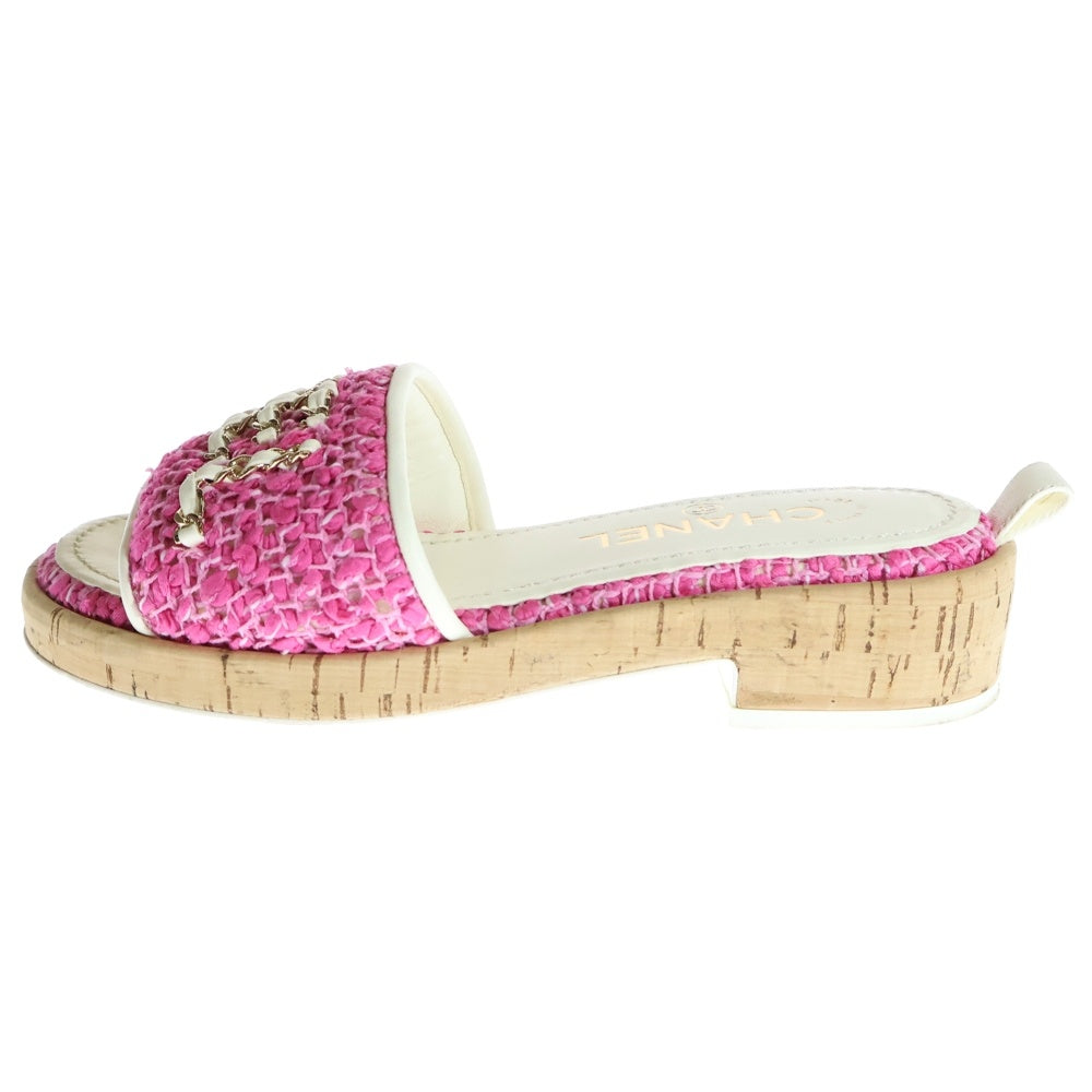 CHANEL(シャネル) ミュールサンダル ゴールド金具 ピンク/ツイード #35 レディース