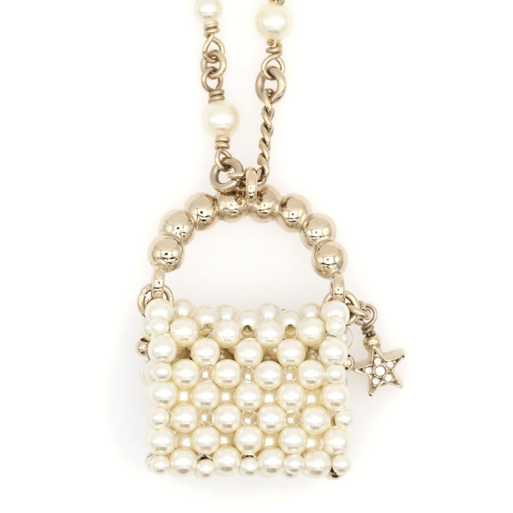 CHANEL(シャネル) ココマーク メタル ストラス コスチューム パール ネックレス ペンダント ホワイト×ゴールド C23/A ABB257