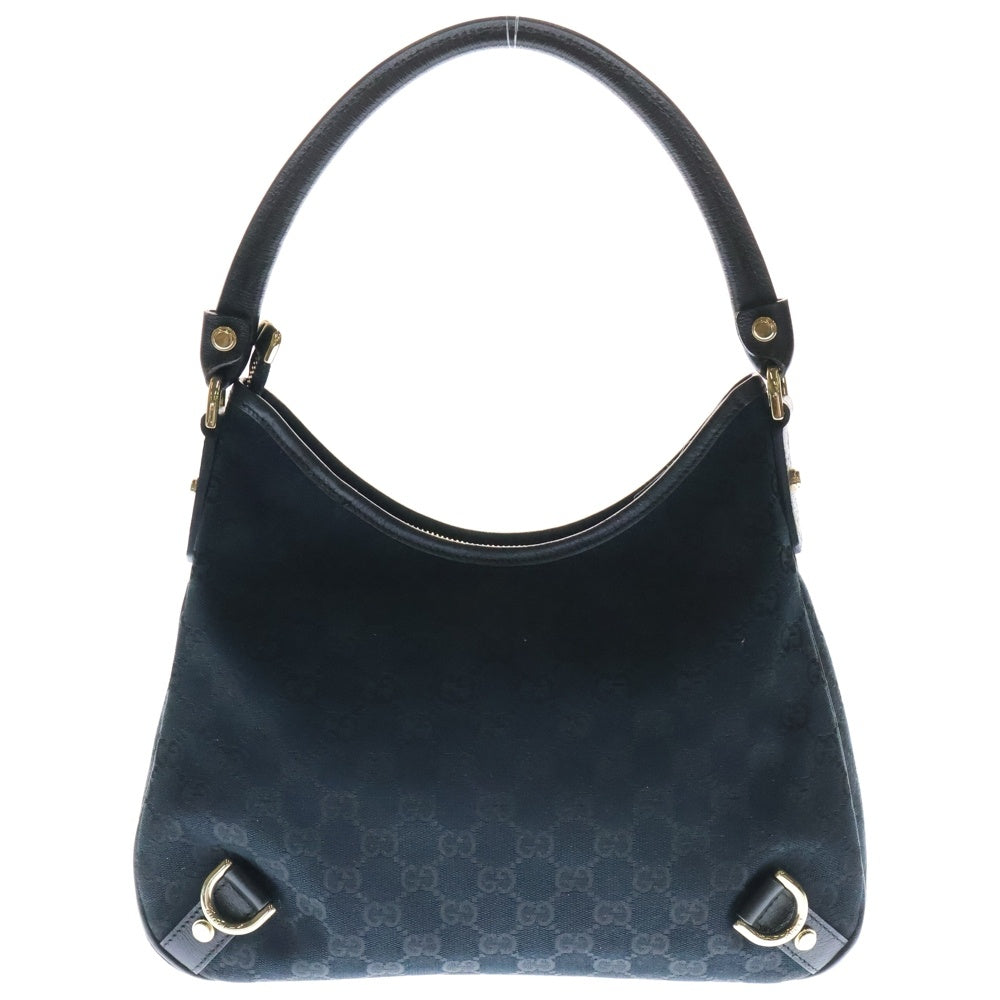 GUCCI(グッチ) GGスプリーム ハンドバック ワンショルダーバッグ ブラック キャンバス×レザー ゴールド金具 130738