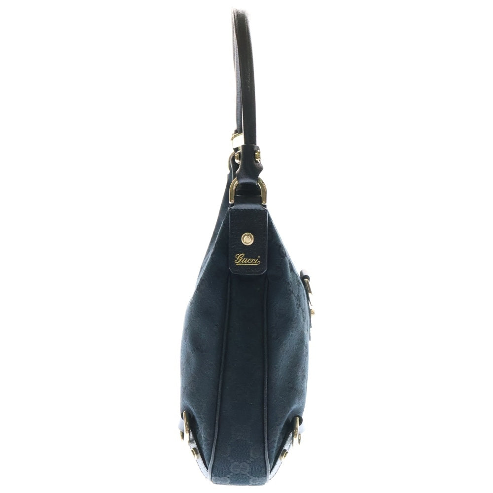 GUCCI(グッチ) GGスプリーム ハンドバック ワンショルダーバッグ ブラック キャンバス×レザー ゴールド金具 130738