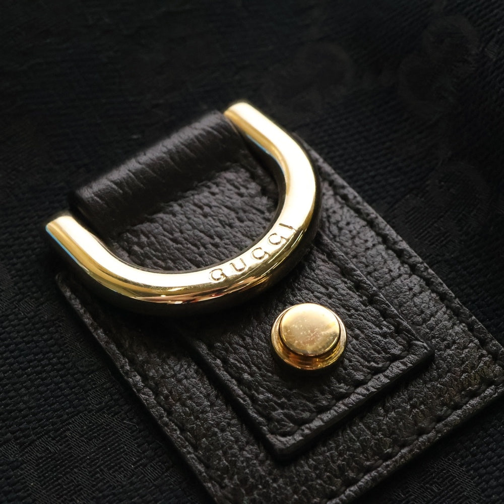 GUCCI(グッチ) GGスプリーム ハンドバック ワンショルダーバッグ ブラック キャンバス×レザー ゴールド金具 130738