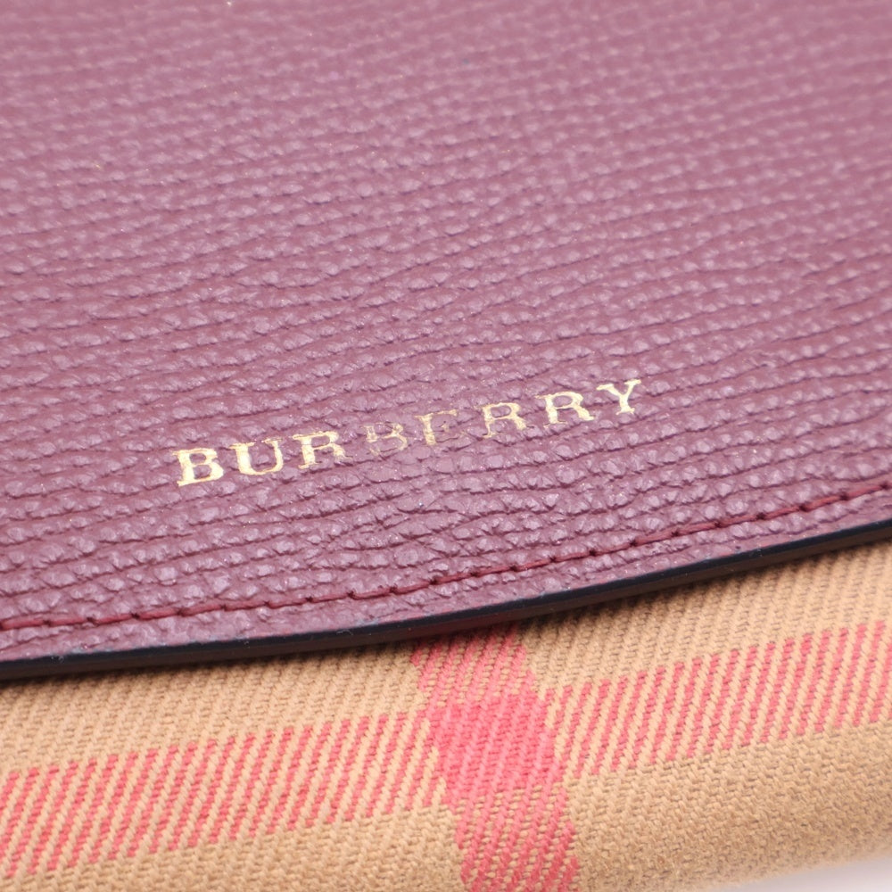 BURBERRY(バーバリー) ノバチェック 長財布 ロングウォレット カードケース ベージュ×ボルドー マルチカラー レザー