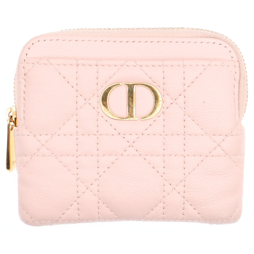 Christian Dior(クリスチャンディオール) カロ ラベンダー ウォレット コンパクト ミニ財布 コインケース ゴールド金具 ピンク レザー