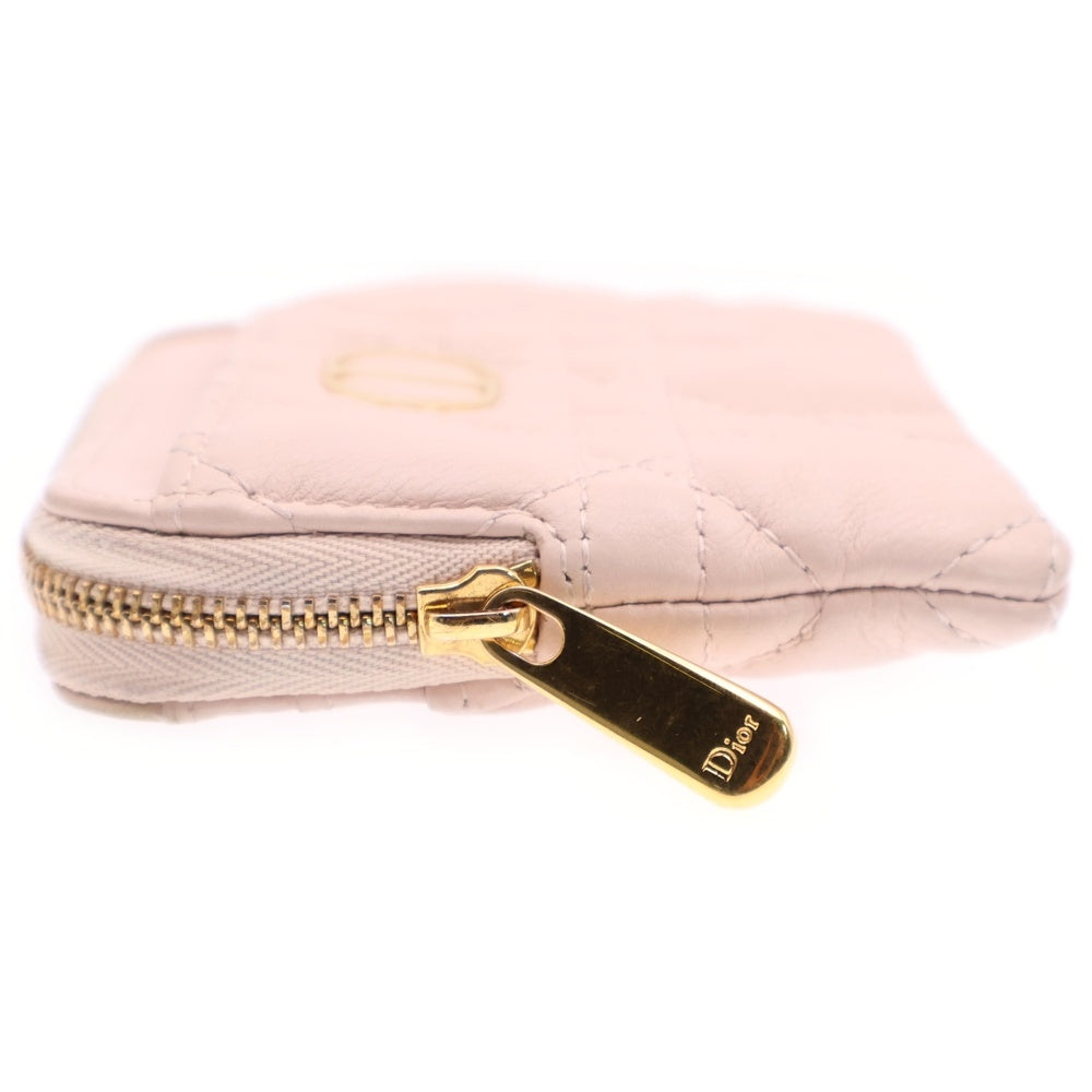 Christian Dior(クリスチャンディオール) カロ ラベンダー ウォレット コンパクト ミニ財布 コインケース ゴールド金具 ピンク レザー