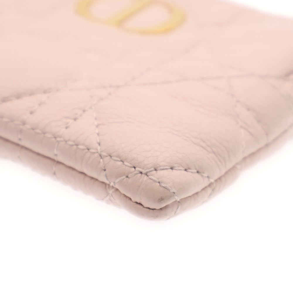 Christian Dior(クリスチャンディオール) カロ ラベンダー ウォレット コンパクト ミニ財布 コインケース ゴールド金具 ピンク レザー