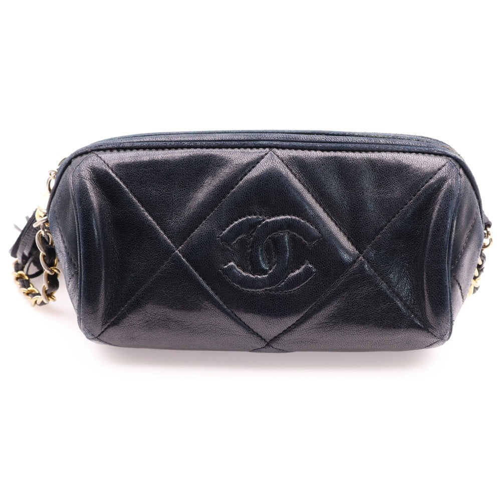 CHANEL(シャネル) ココマーク タッセル チェーン ショルダーバッグ ブラック ラムスキン ゴールド金具