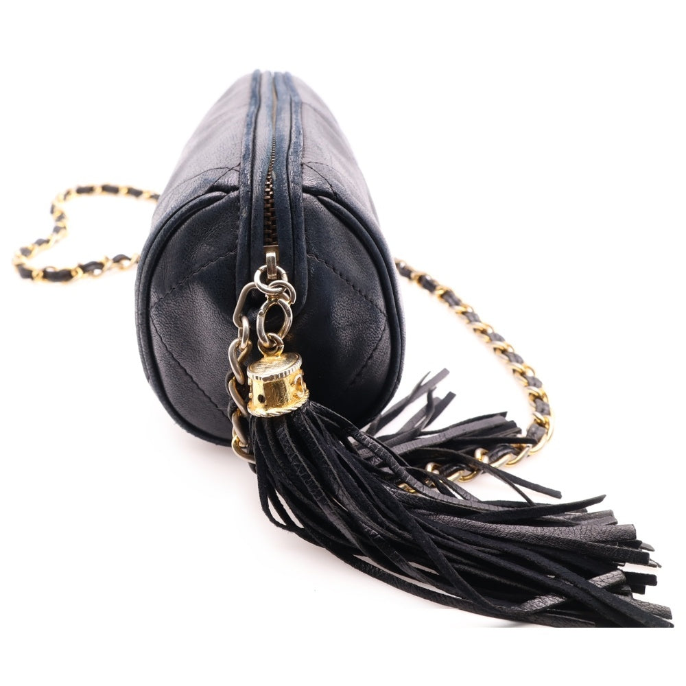 CHANEL(シャネル) ココマーク タッセル チェーン ショルダーバッグ ブラック ラムスキン ゴールド金具