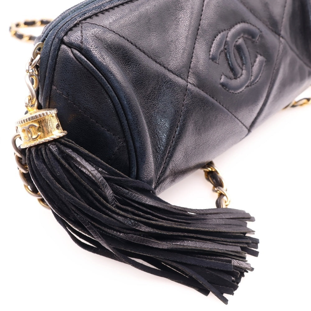 CHANEL(シャネル) ココマーク タッセル チェーン ショルダーバッグ ブラック ラムスキン ゴールド金具