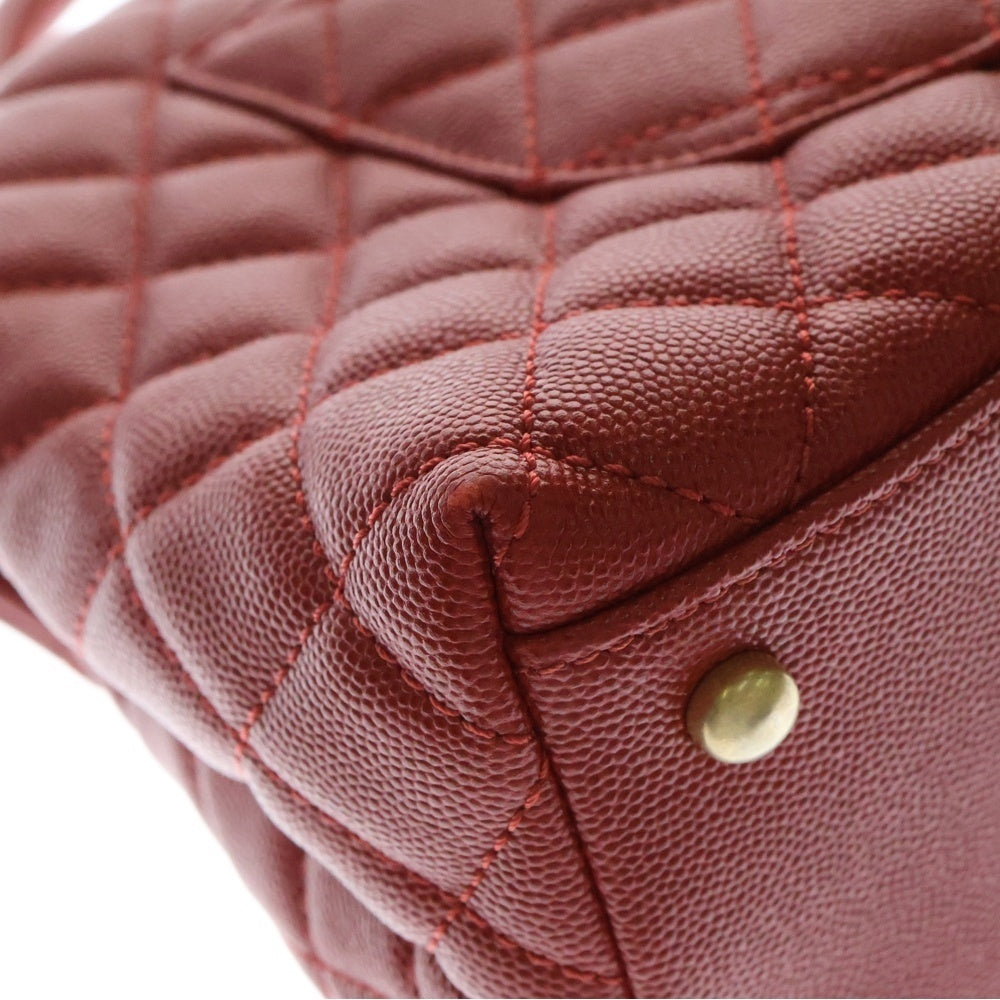 CHANEL(シャネル) トップハンドル30 キャビアスキン レッド ゴールド金具 2WAY ハンドバッグ ショルダーバッグ