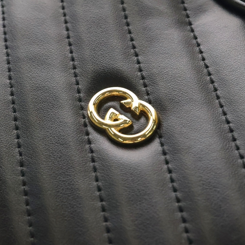 GUCCI(グッチ) インターロッキング Gハート ショルダーバッグ ブラック レザー 486628