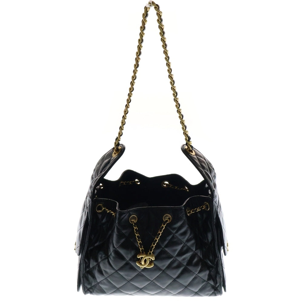 CHANEL(シャネル) CHANEL 25 スモール ハンドバッグ ブラック レザー ゴールド金具 ホーボー ショルダーバッグ AS5293