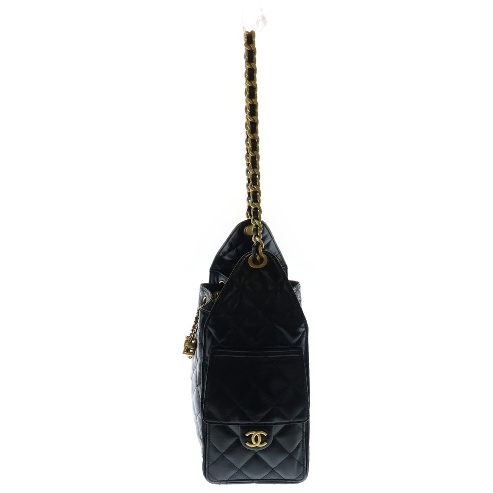 CHANEL(シャネル) CHANEL 25 スモール ハンドバッグ ブラック レザー ゴールド金具 ホーボー ショルダーバッグ AS5293