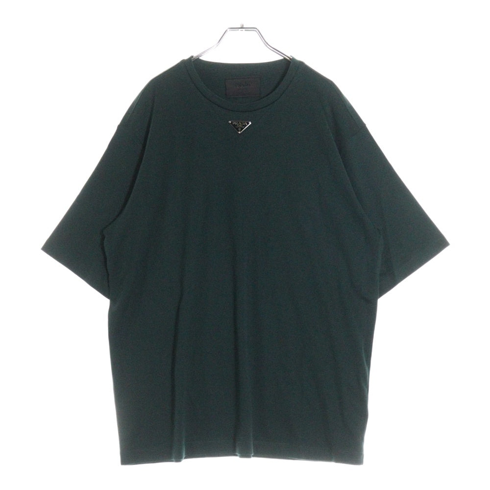 PRADA(プラダ) 23SS トライアングルロゴプレート コットン 半袖Tシャツ カットソー グリーン UJN861 S232 240