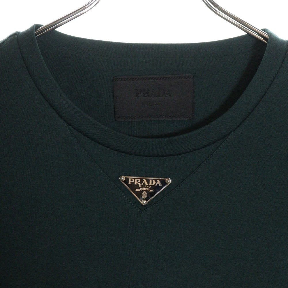 PRADA(プラダ) 23SS トライアングルロゴプレート コットン 半袖Tシャツ カットソー グリーン UJN861 S232 240