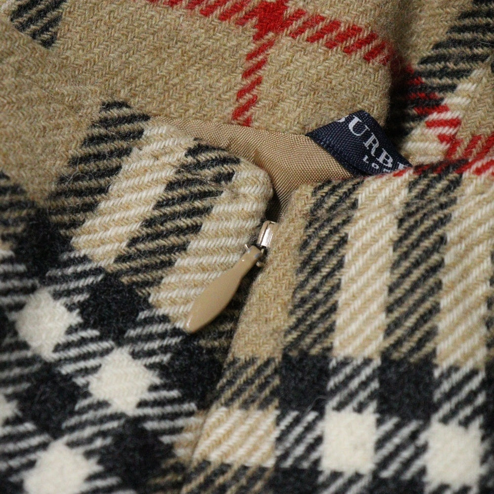 BURBERRY(バーバリー) ノバチェック 総柄 アルパカ混 ウール ボタンデザイン プリーツ ミディアム フレアスカート ベージュ レディース FX087-065-50