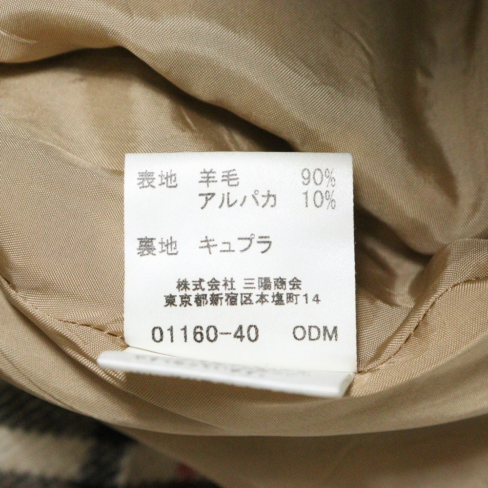 BURBERRY(バーバリー) ノバチェック 総柄 アルパカ混 ウール ボタンデザイン プリーツ ミディアム フレアスカート ベージュ レディース FX087-065-50