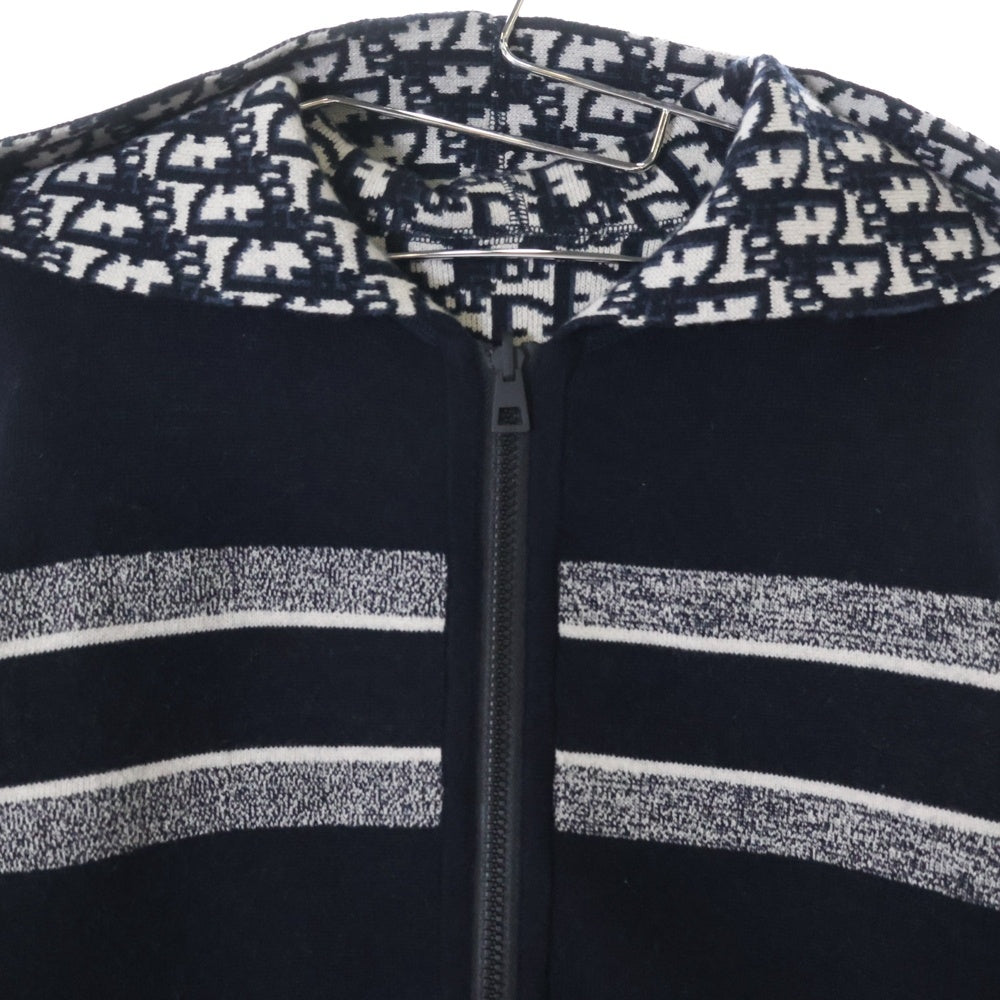 Christian Dior(クリスチャンディオール) オブリーク カシミヤ ロゴリバーシブルニットパーカー ネイビー レディース 054G12AM055_X5820
