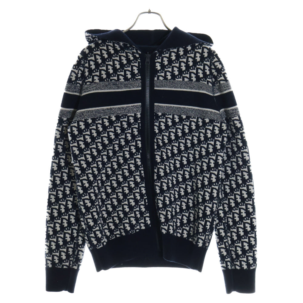Christian Dior(クリスチャンディオール) オブリーク カシミヤ ロゴリバーシブルニットパーカー ネイビー レディース 054G12AM055_X5820