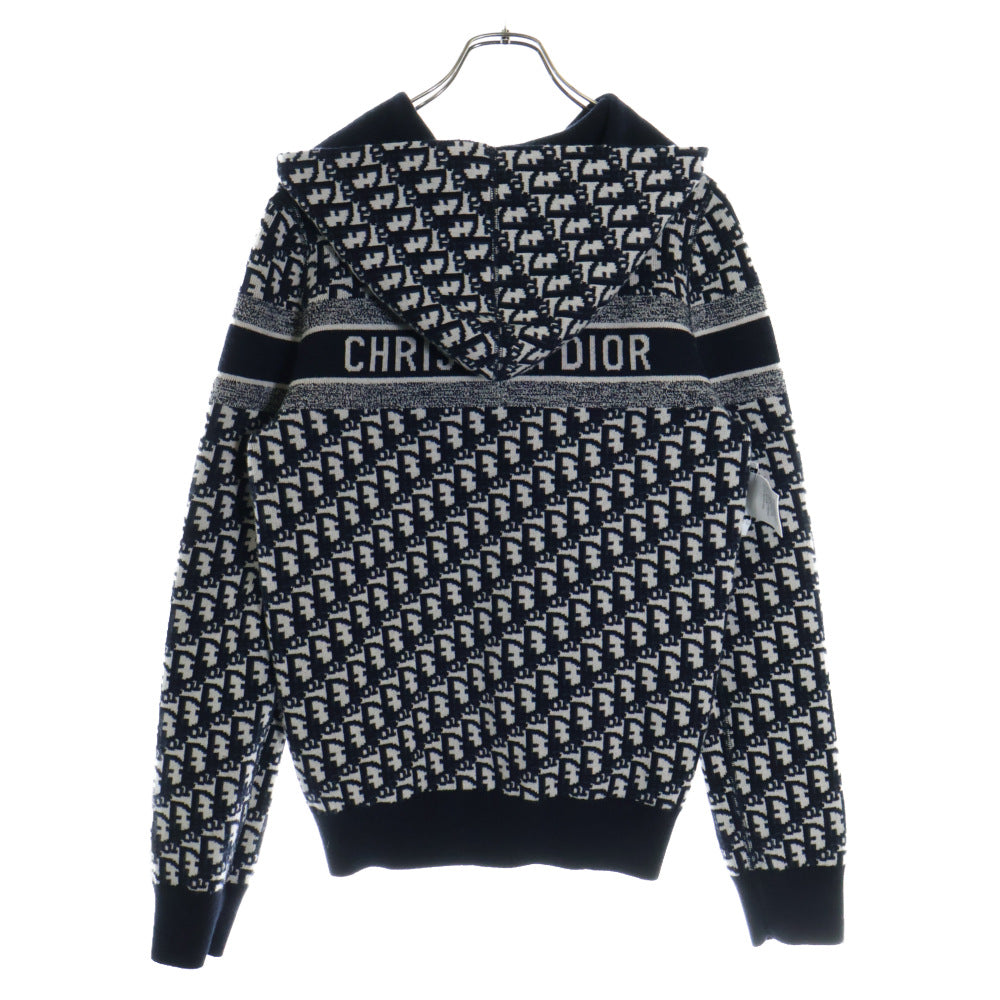 Christian Dior(クリスチャンディオール) オブリーク カシミヤ ロゴリバーシブルニットパーカー ネイビー レディース 054G12AM055_X5820