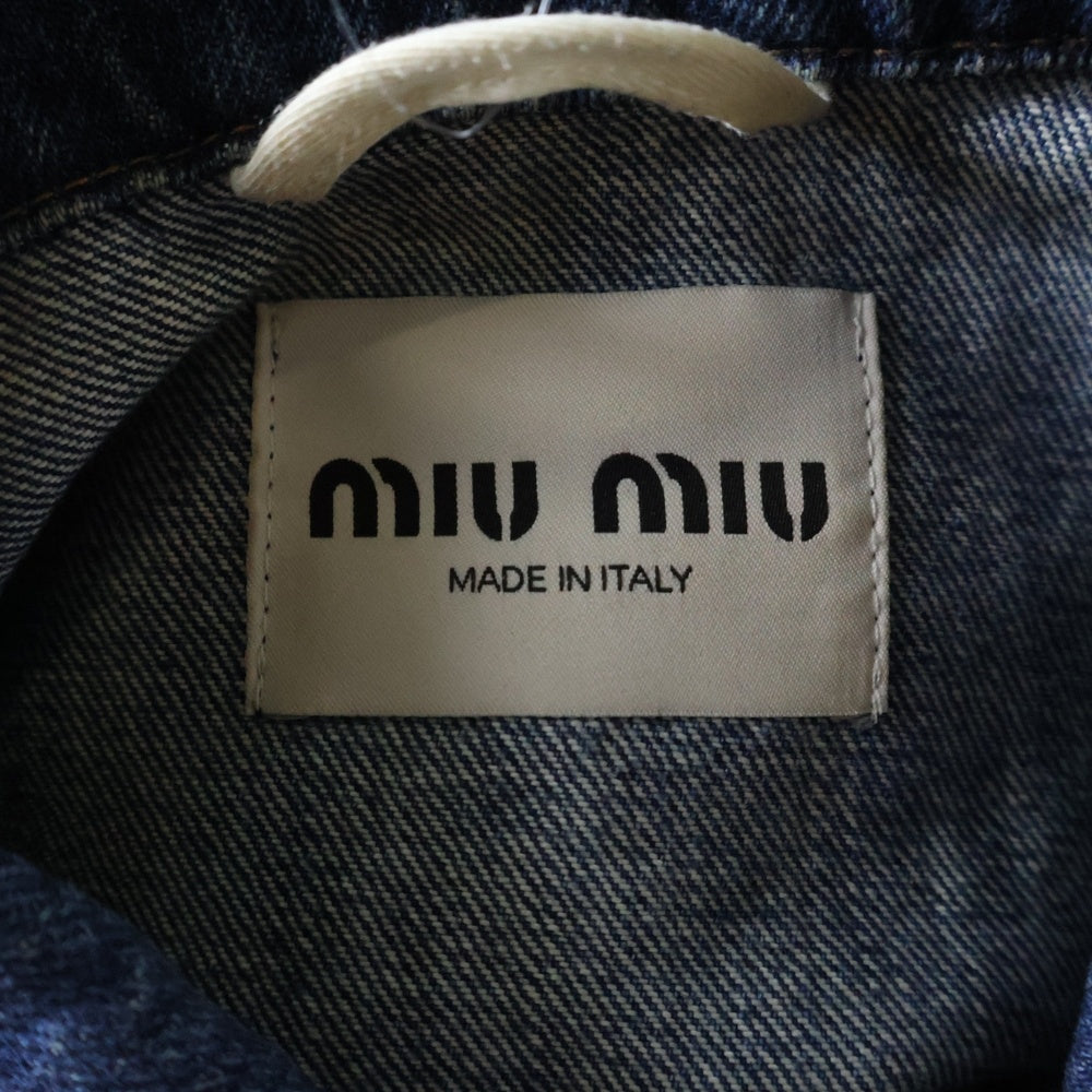 miumiu(ミュウミュウ) ロゴ クロップド デニムジャケット ショート丈 ブルー レディース GWB148