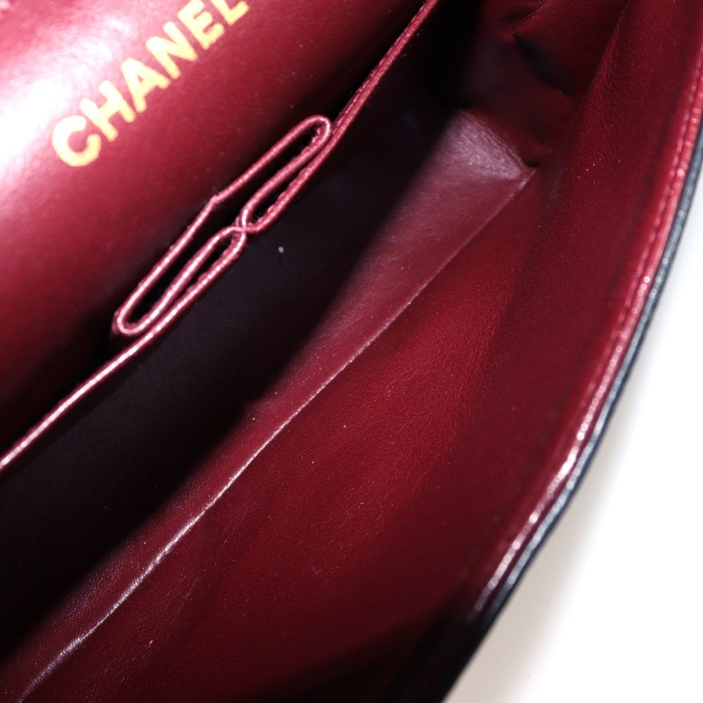CHANEL(シャネル) マトラッセ25 ダブルフラップ ダブルチェーン ショルダーバッグ ブラック ラムスキン ゴールド金具