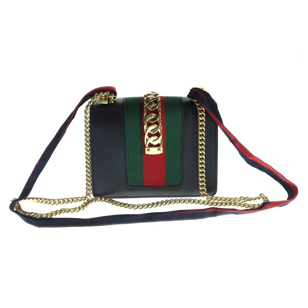 GUCCI(グッチ) シルヴィ スモール ショルダーバッグ チェーンバッグ ブラック ゴールド金具 レザー 421882
