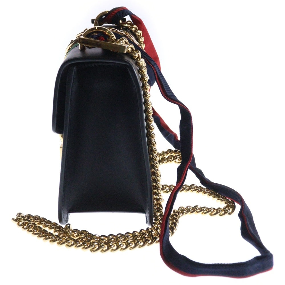 GUCCI(グッチ) シルヴィ スモール ショルダーバッグ チェーンバッグ ブラック ゴールド金具 レザー 421882