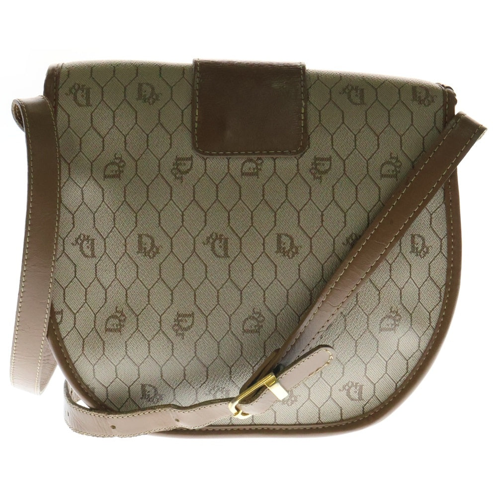 Christian Dior(クリスチャンディオール) ロゴ ハニカム柄 ショルダーポシェット ショルダーバッグ クリーム×ブラウン