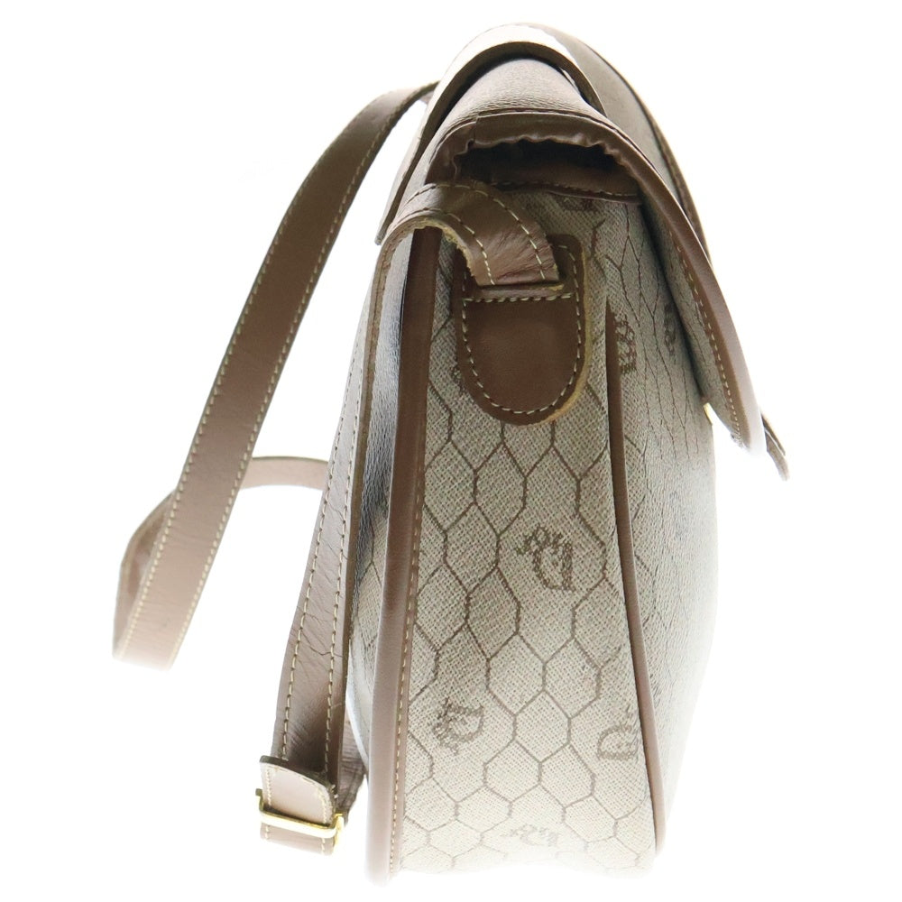 Christian Dior(クリスチャンディオール) ロゴ ハニカム柄 ショルダーポシェット ショルダーバッグ クリーム×ブラウン