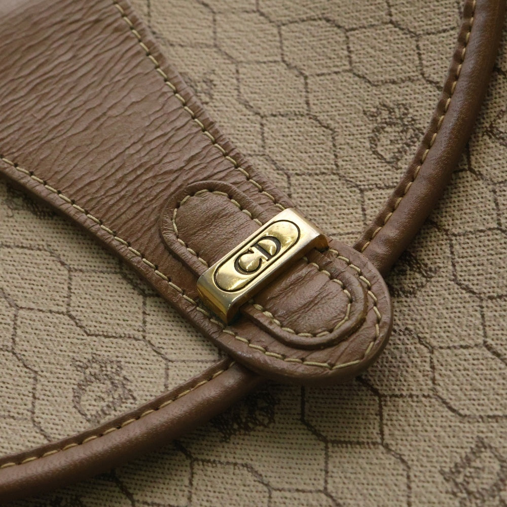 Christian Dior(クリスチャンディオール) ロゴ ハニカム柄 ショルダーポシェット ショルダーバッグ クリーム×ブラウン