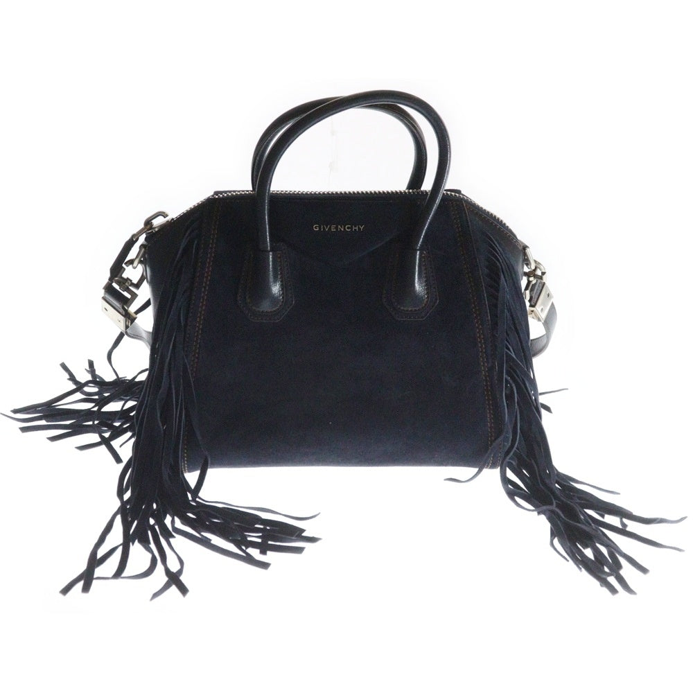 GIVENCHY(ジバンシィ) ANTIGONA アンティゴナ 2WAY スエードレザー フリンジ付ハンドバッグ ショルダーバッグ ネイビー
