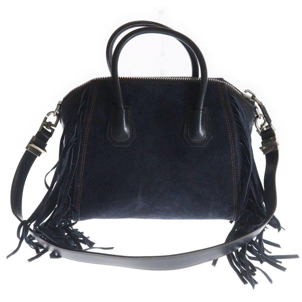 GIVENCHY(ジバンシィ) ANTIGONA アンティゴナ 2WAY スエードレザー フリンジ付ハンドバッグ ショルダーバッグ ネイビー