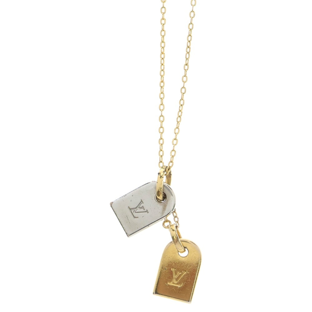 LOUIS VUITTON(ルイヴィトン) ナノグラム ミニチュアネームタグ ネックレス ペンダント ゴールド×シルバー M63141