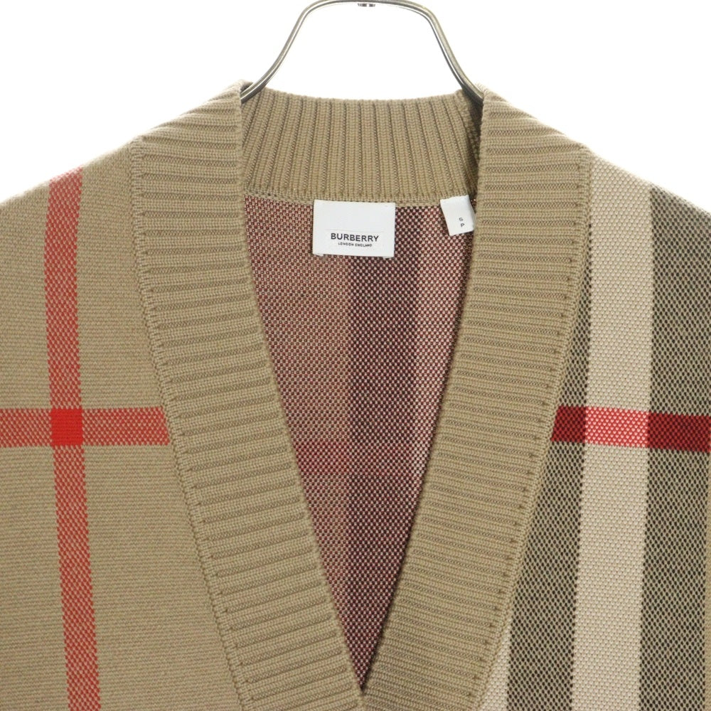 BURBERRY(バーバリー) ノバチェック カーディガン ブラウン カシミア 8039153