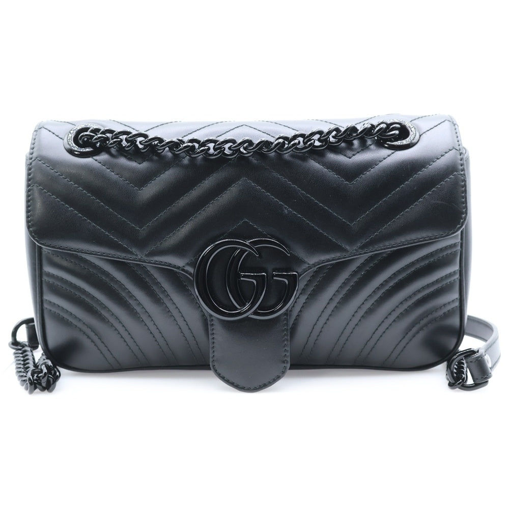 GUCCI(グッチ) GGマーモント チェーン ショルダーバッグ ブラック レザー 443497
