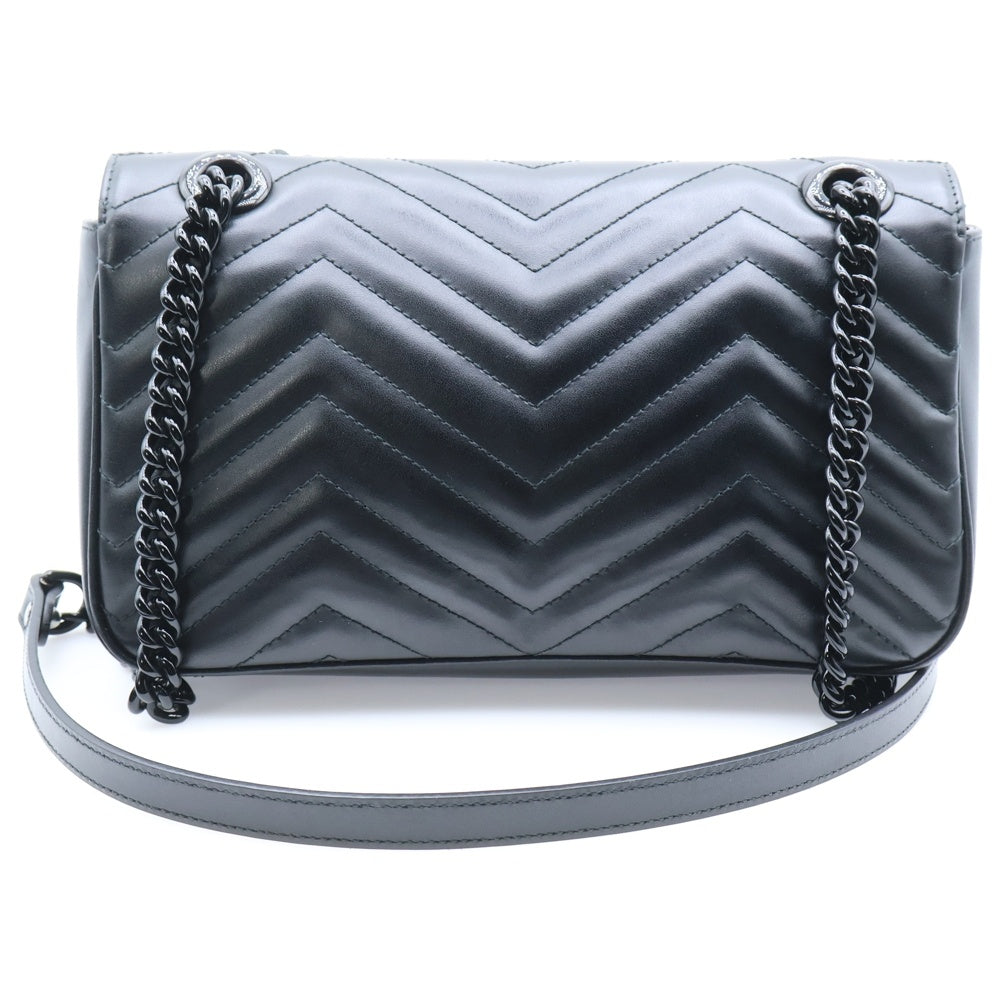GUCCI(グッチ) GGマーモント チェーン ショルダーバッグ ブラック レザー 443497