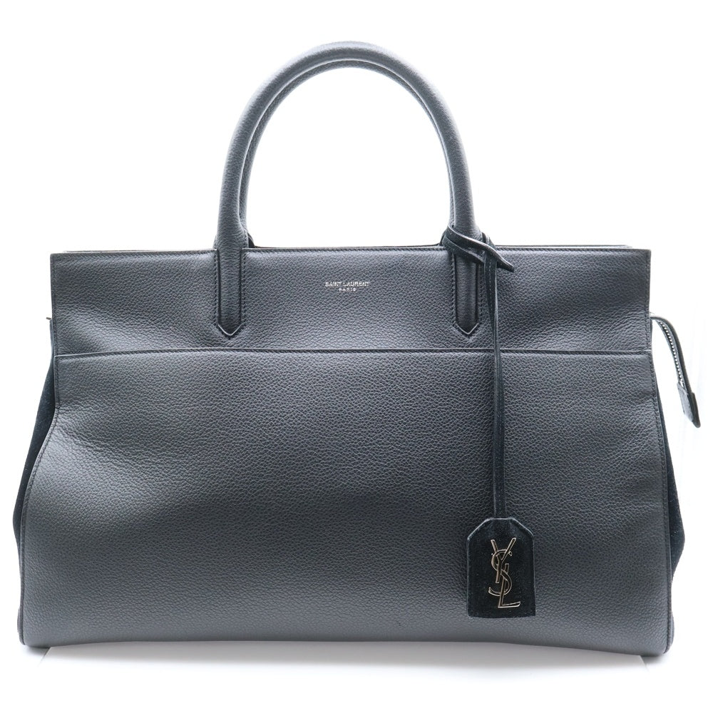 SAINT LAURENT PARIS(サンローランパリ) カバリヴゴーシュ カサンドラロゴ スウェード切り替え コンビレザー 2WAY ハンド ショルダーバッグ シルバー金具 ブラック 448967