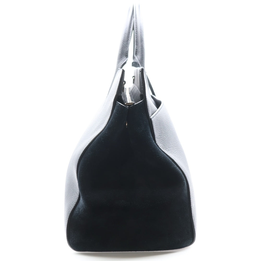 SAINT LAURENT PARIS(サンローランパリ) カバリヴゴーシュ カサンドラロゴ スウェード切り替え コンビレザー 2WAY ハンド ショルダーバッグ シルバー金具 ブラック 448967