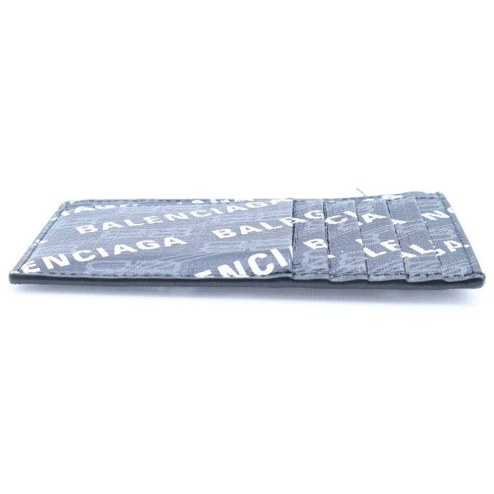 BALENCIAGA(バレンシアガ) ロゴ フラグメントケース カードケース 名刺入れ コインケース ブラック シルバー金具 レザー 640535