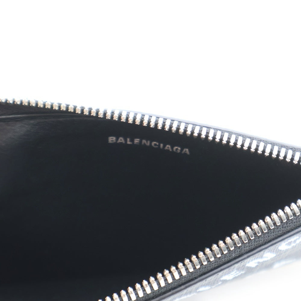 BALENCIAGA(バレンシアガ) ロゴ フラグメントケース カードケース 名刺入れ コインケース ブラック シルバー金具 レザー 640535